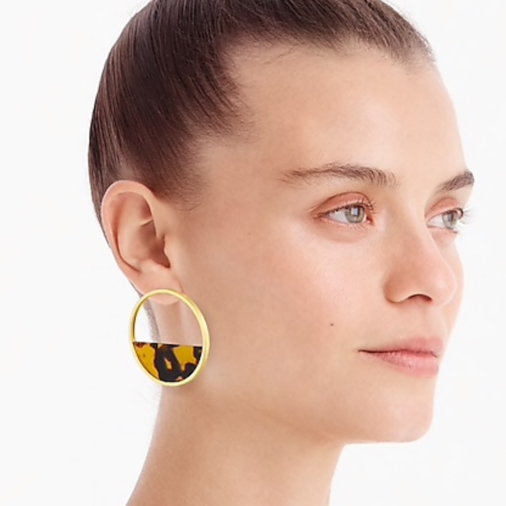 NEW J. Crew Tortoise Shell Half Disk Earrings